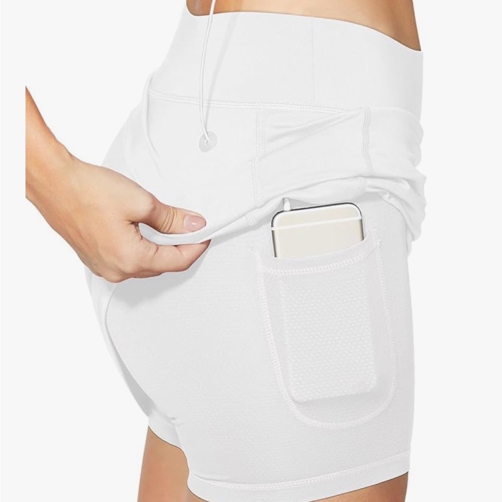 Women’s High-Waist White Active Skort with Side Pocket